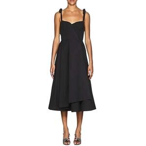 New Brock Collection Orsola Bustier Corset Cotton Wrap Black Midi Dress XS 2